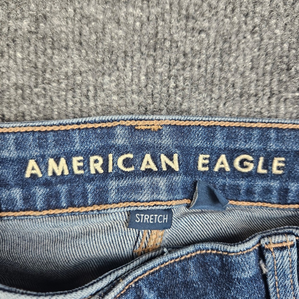 American‎ Eagle Low-Rise Baggy Wide Leg Jeans Women's 0 Stretch Dark Wash Denim - Picture 9 of 11